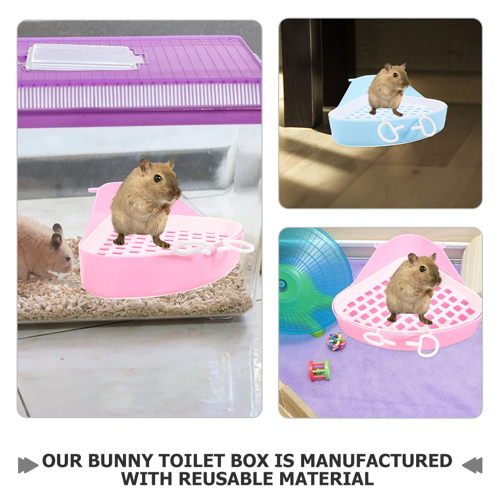 

3 Pcs Pet Toilet for Rabbits Guinea Pigs Hamsters High Capacity Durable Plastic Small Animal Litter Box Corner Bunny Potty