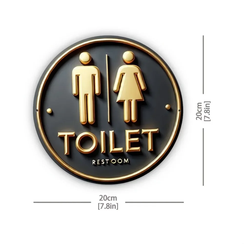 1PC Black & Golden 'Toilet' Wall Plaque - Charming 2D Flat Rustic Farmhouse Decor | Effortless Room Upgrade
