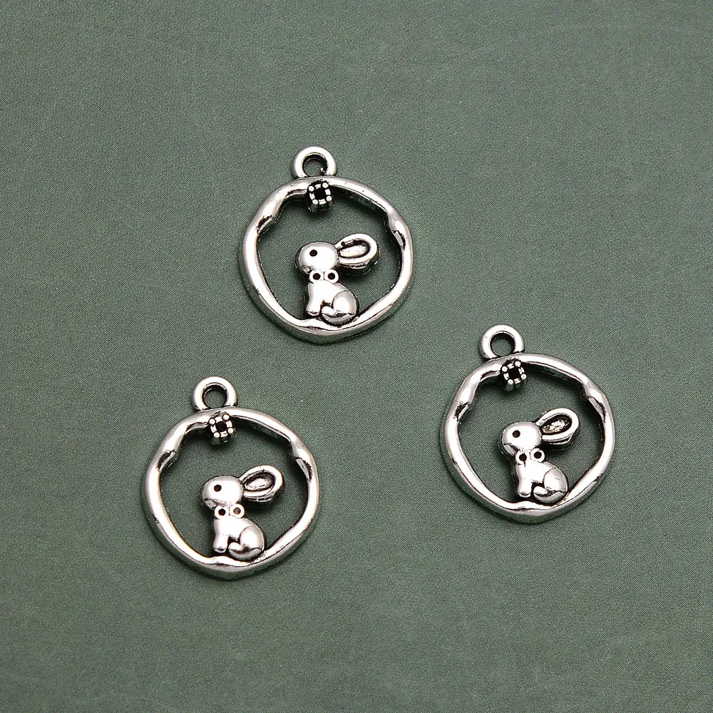 50pcs/lot--16x14mm Easter Charms Cute Rabbit Bunny Pendants For Diy Jewelry Making Findings Supplies Wholesale Bulk Hqd