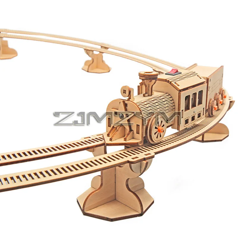 Wooden Electric Train Railway Technology Gadget Physics Learning Educational DIY Material