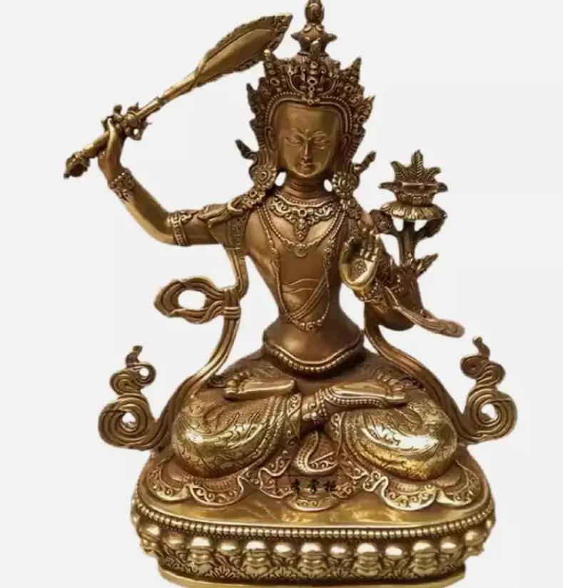 

Manjushri Bodhisattva Prajnaparamita Buddha statue 8.5" copper take sword Buddha