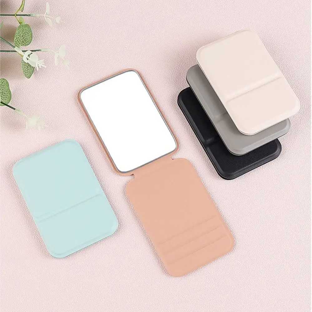 Pu Leather INS Desktop Stand Mirror Solid Color Folding Fold Makeup Mirror Easy To Carry Compact Cosmetic Mirror Vanity Mirror