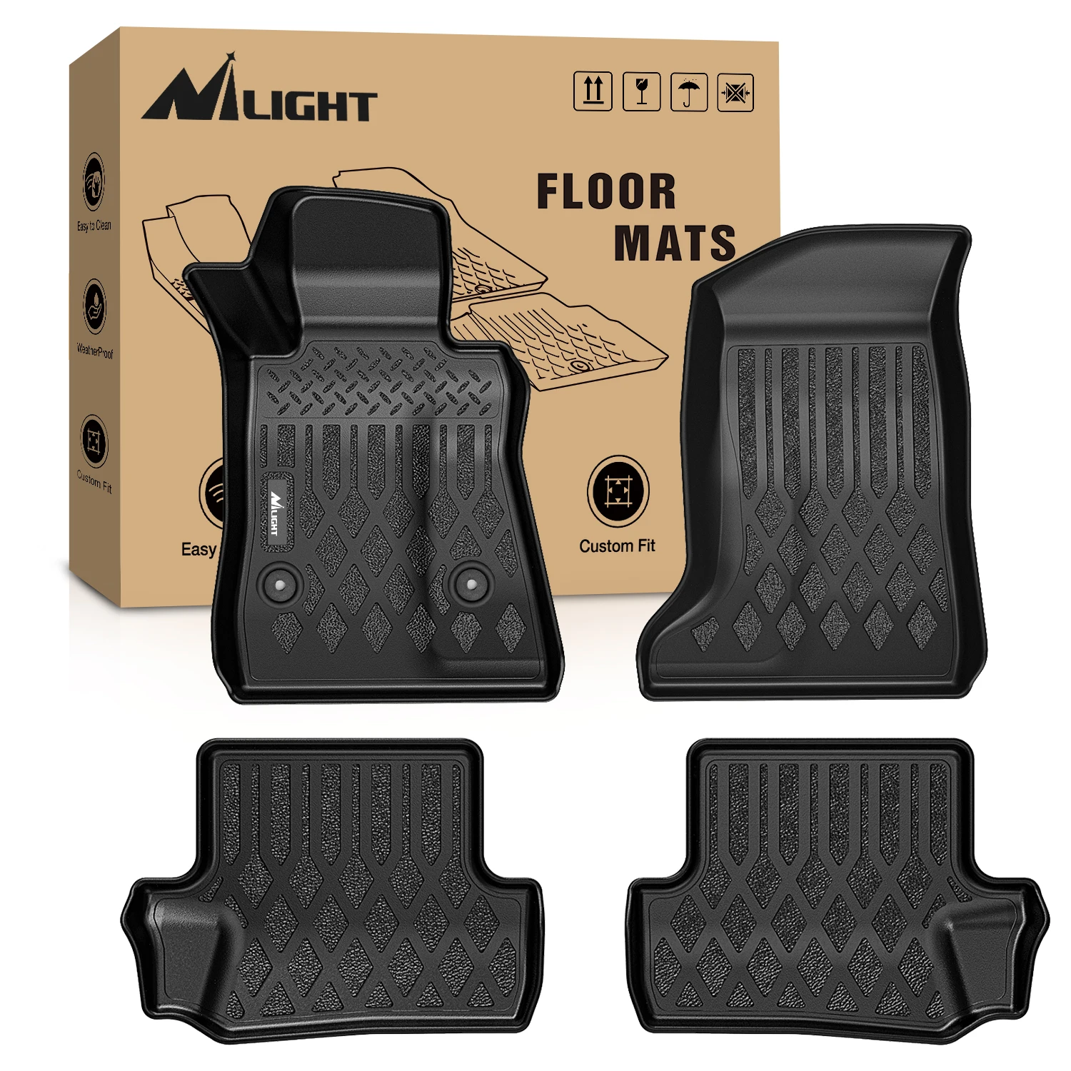 Nilight TPE Floor Mats for Chevy Impala 2014 2015 2016 2017 2018 2019 2020 (Not for Vinyl Floors)  2016-2023 Chevrolet Camaro  2013 - 2015 Chevrolet MalibuAll Weather Custom Fit Heavy Duty Floor Liners
