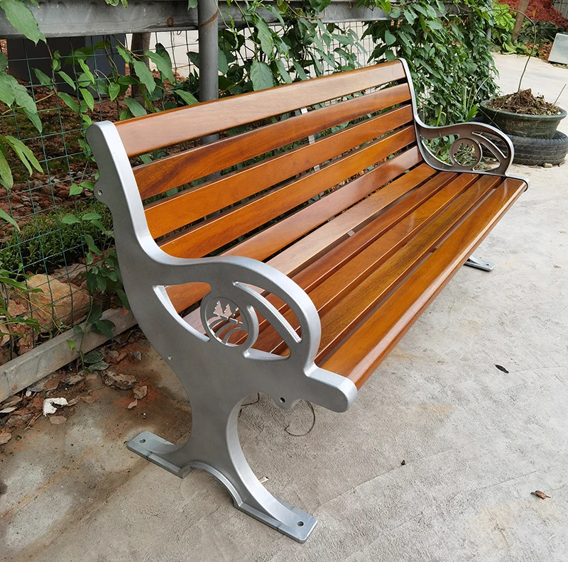 

New Dolphin Design Cast Aluminum Outdoor Bench Wooden Chair Bench Seat Aluminum Legs Garden Chair Picnic Public Places