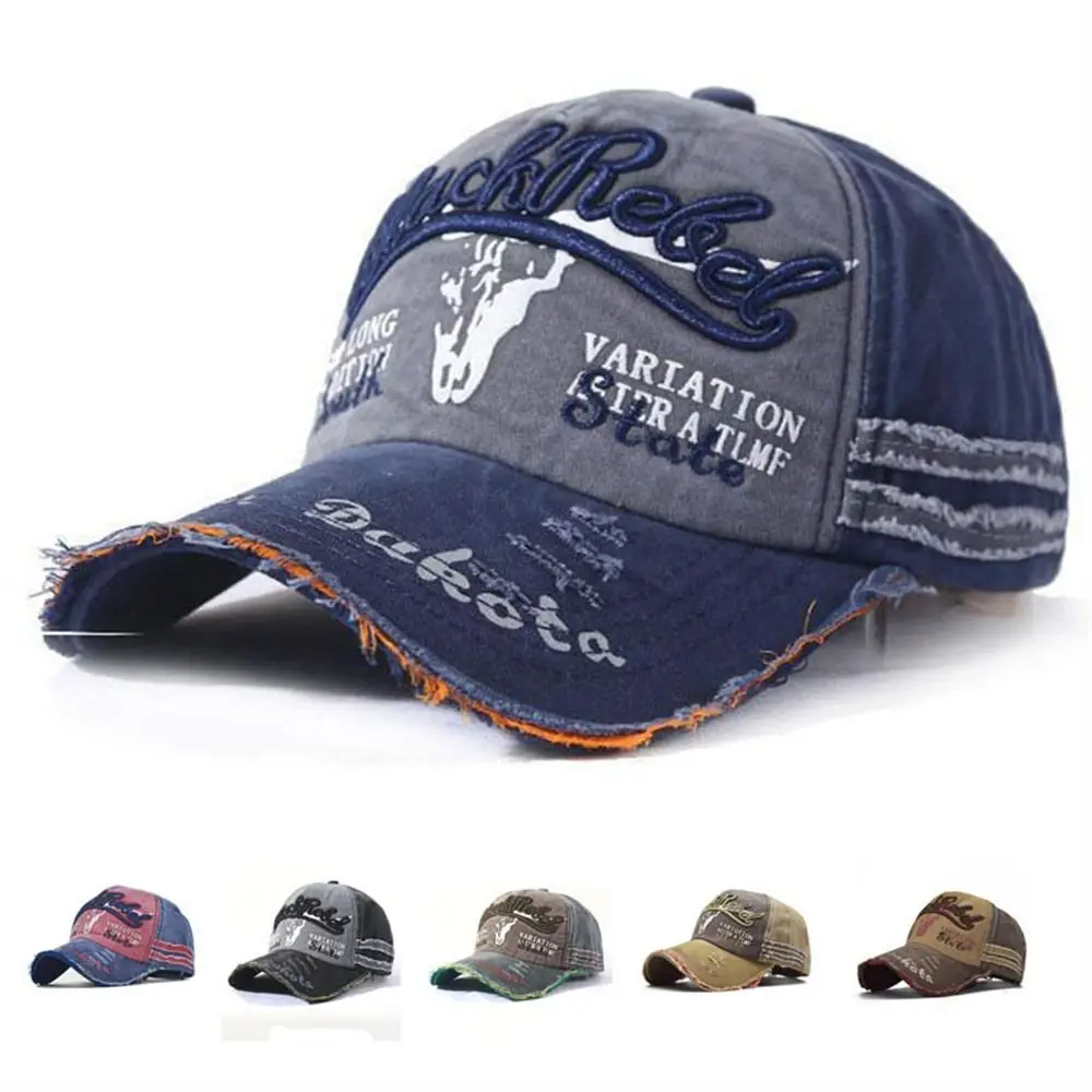 Vintage Letters Baseballpet Mode Retro Denim Gewassen Katoenen Snapback Hoed Papa Cap Verstelbare Trucker Hoed Zomer Herfst