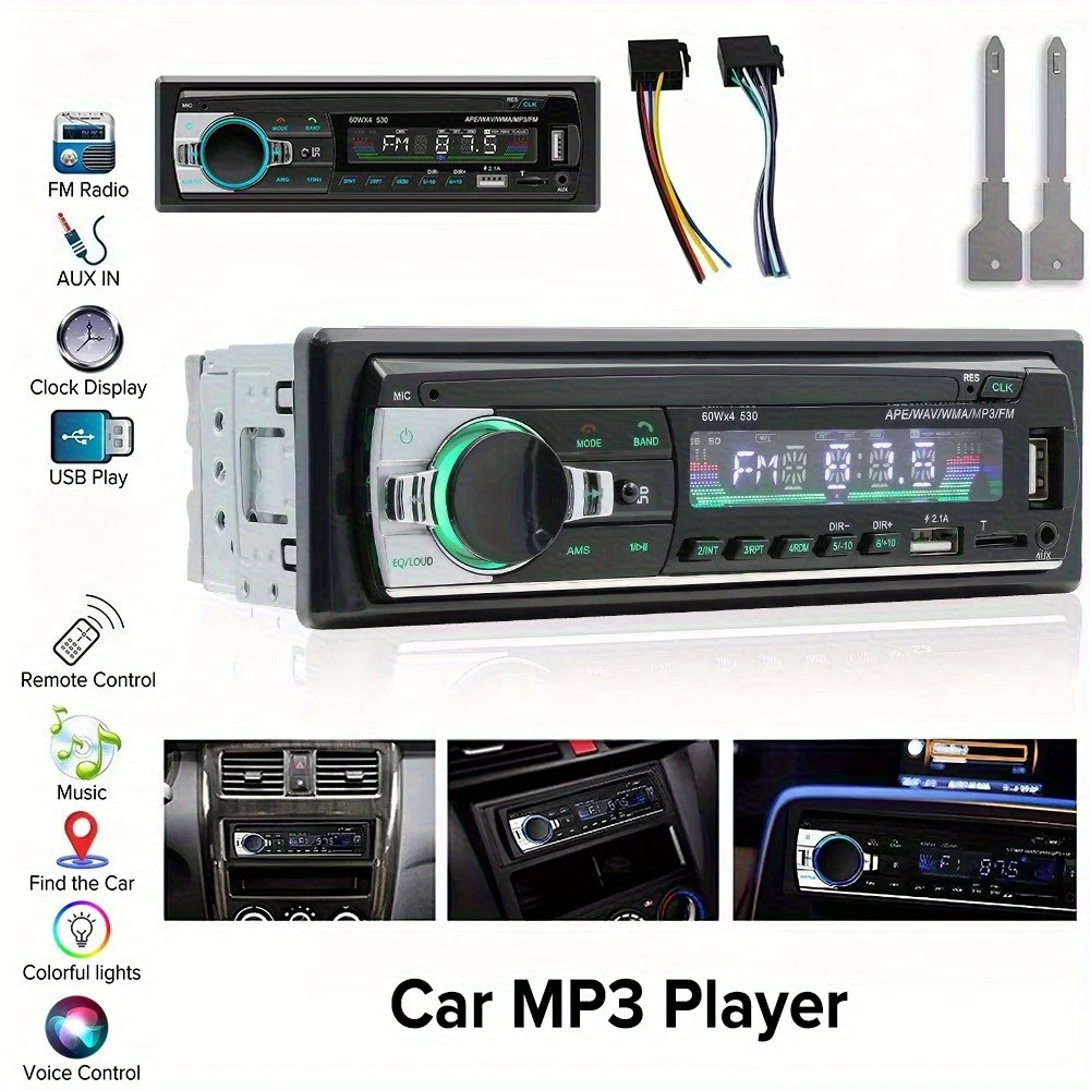 [60W*4 High Power] 60W*4 High Power Single DIN Car MP3 Player | Hands-free Stereo System, App Control, Physical Button