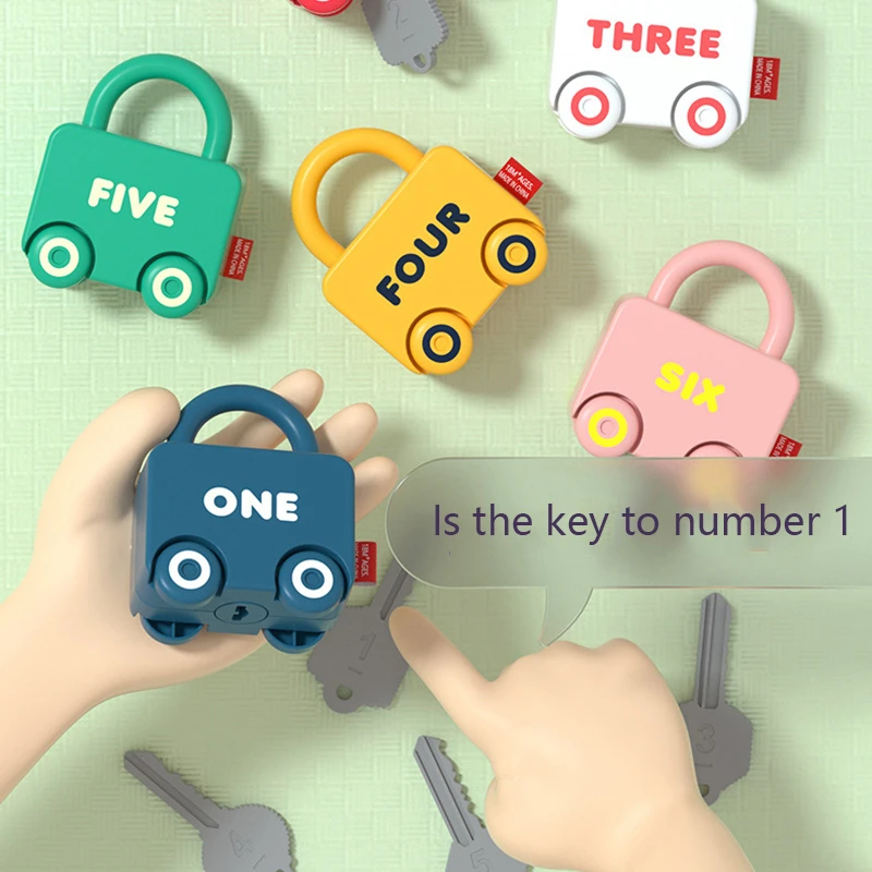 Baby Learning Lock with Key Car Games Montessori Educational Toy Number Matching Lock Toys Sensory Toys For Kids 1 2 3 Years