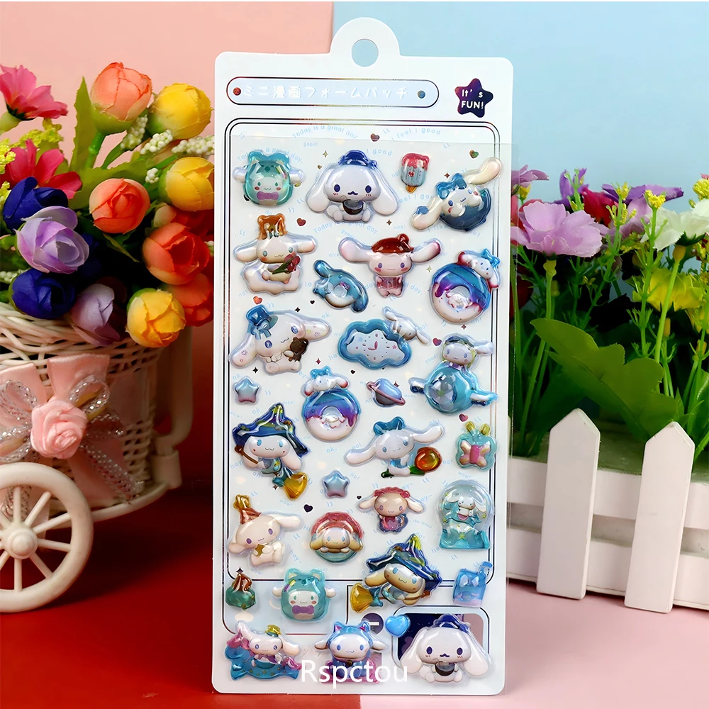 لطيف سينامورول Pochacco 3 ملصقات الإغاثة كورومي بلدي ميلودي الكرتون فقاعة الديكور الشارات Kawaii هدايا الحفلات ملصق #6