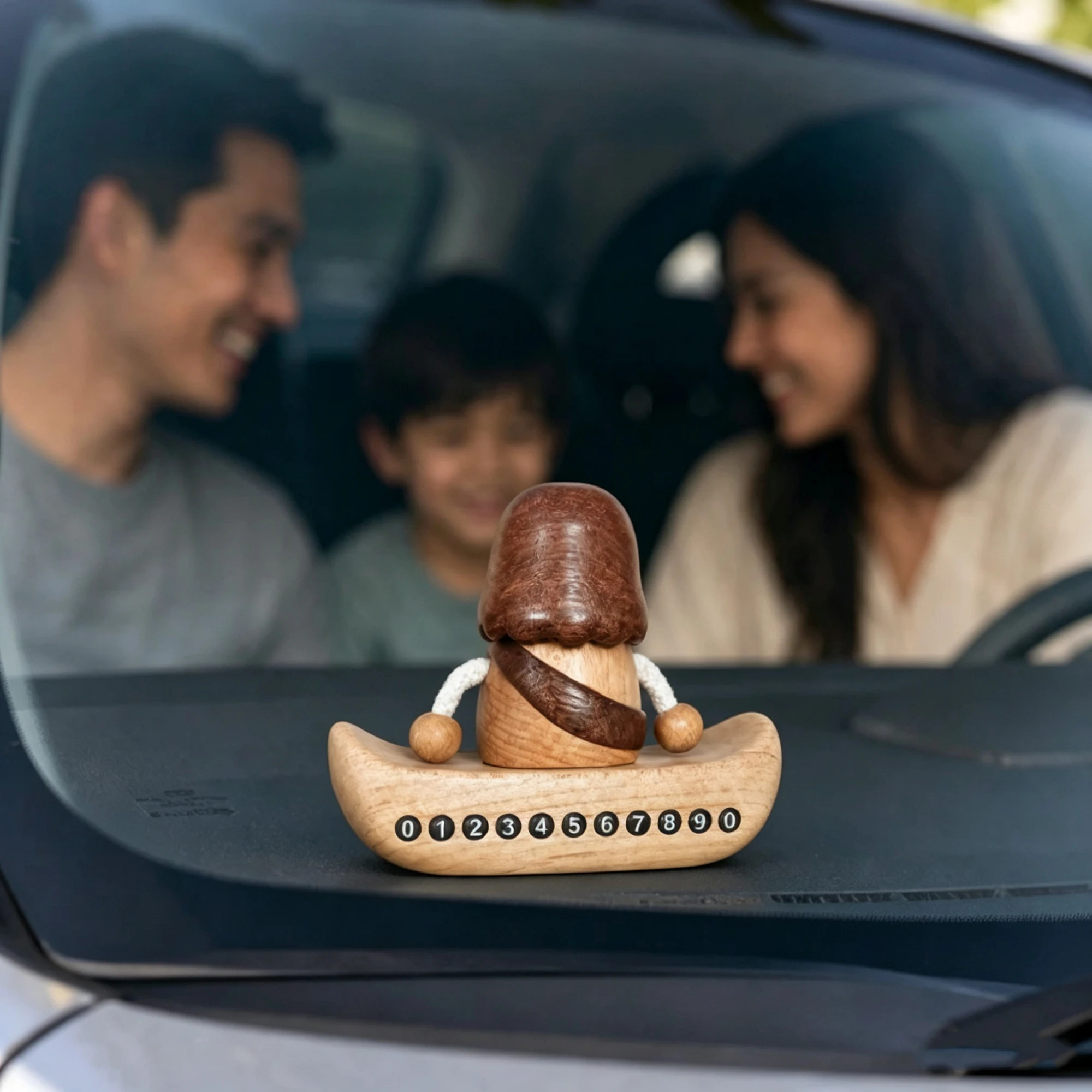 Hand‑Craft Wood Doll Boat Car Parking License Plate Creative Temporary Phone Number Sign Desktop Ornament Auto Dashboard Decorat