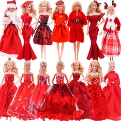 30Cm Doll Clothes Red Plush Overcoat Outfit Princess Dress Fashionable Suit For Barbies 11.8inch Doll Casual Clothing Girl Gifts