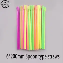 100pcs cannucce di plastica cannuccia cucchiaio Bar Pub Slush paglia per la celebrazione del compleanno forniture per feste accessori per Bar da cucina