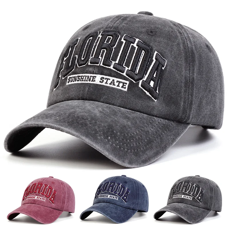 

Letter Embroidered Baseball cap spring and autumn adult versatile duck tongue cap Vintage washed hat