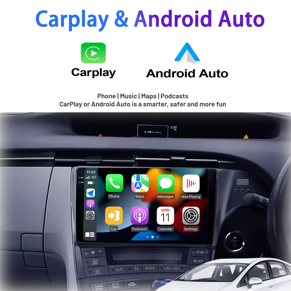 Car Radio For Toyota Prius 3 XW30 2009-2015 RHD Carplay Android Auto Multimedia Stereo Player GPS Navigation DSP FM BT Autoradio