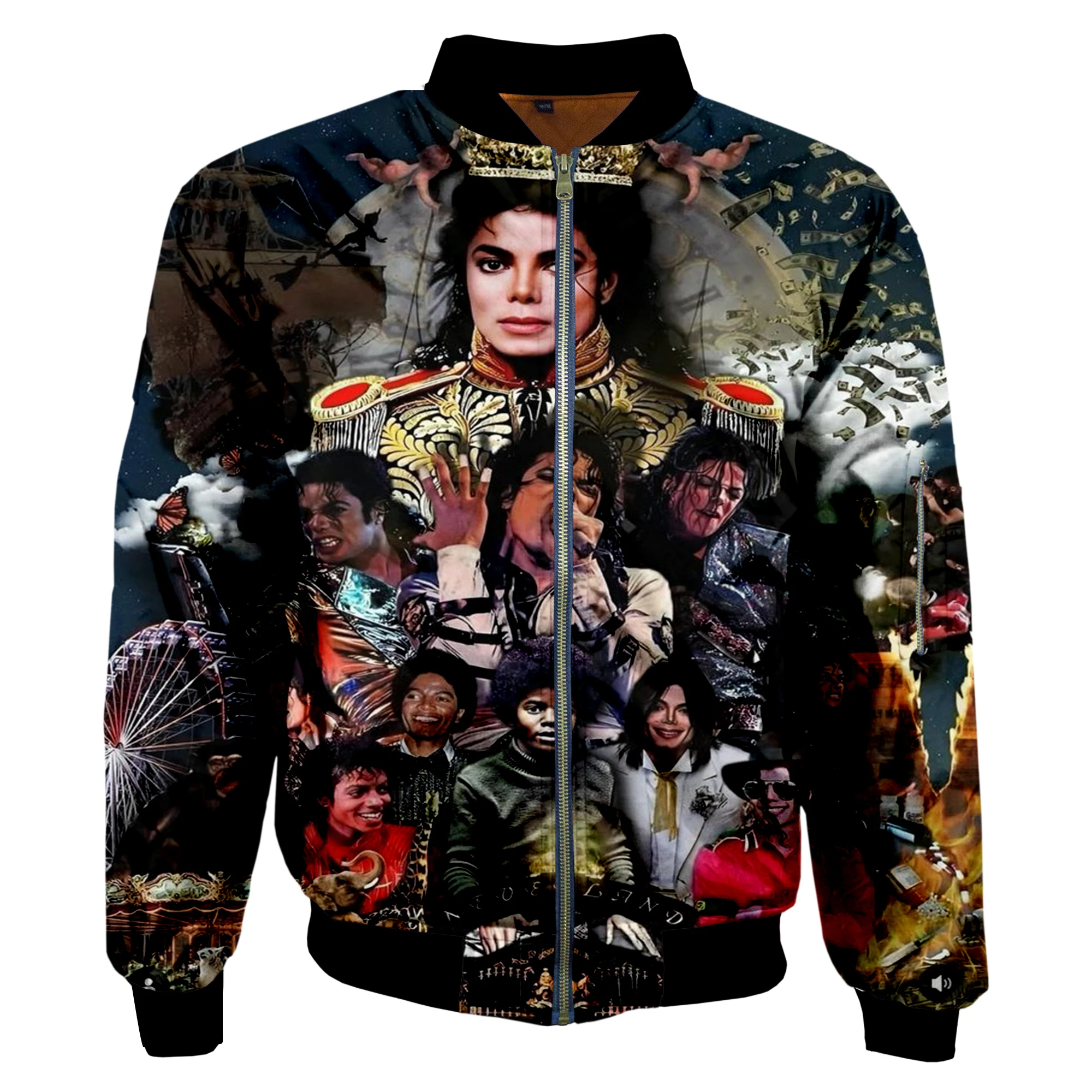 NewFashion Pop Singer Legend Musician Michael Jackson Vintage Retro Winter Overcoat 3DPrint Windbreaker Harajuku Bomber Jacket E