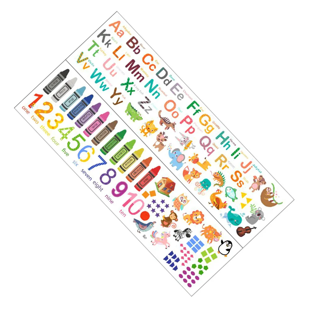 

1Set Alphabet Number Learning Wall Decal Cartoon Design Removable Educational Room Decor Nursery Classroom Self Adhesive