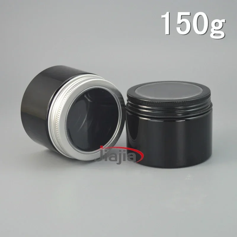 

150g Black Plastic Jar Empty Body Cream Lotion Packaging Bottle Tea Spice Coffee Bean Refillable Storage Container