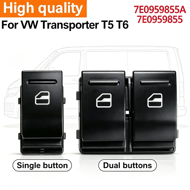 7E0959855A Car Electric Door Window Lifter Double Switch Button Control Driver Side For VW Transporter T5 T6 Car Accessories
