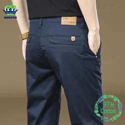 2025 New Men's Pants 97%Cotton Solid color Work Wear Casual Pant Wide Korean Y2k Clothing Jogger Cargo Trousers Male Big Size 40