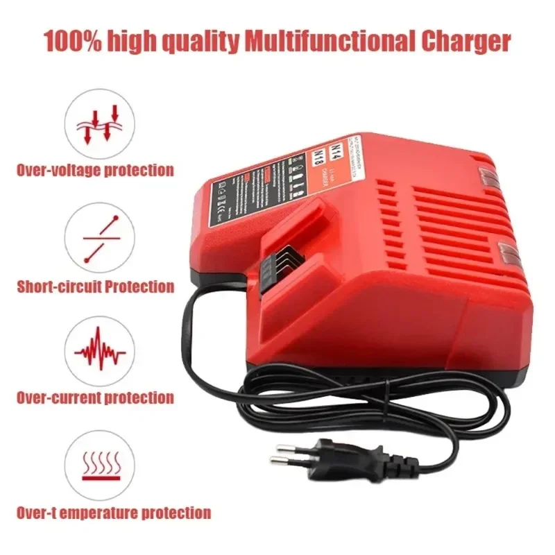 Replace Lithium-ion Battery Charger, for Milwaukee M18 14.4 V-18V 48-11-1850 48-11840 48-11815 48-11-1828 Multi Voltage Charger