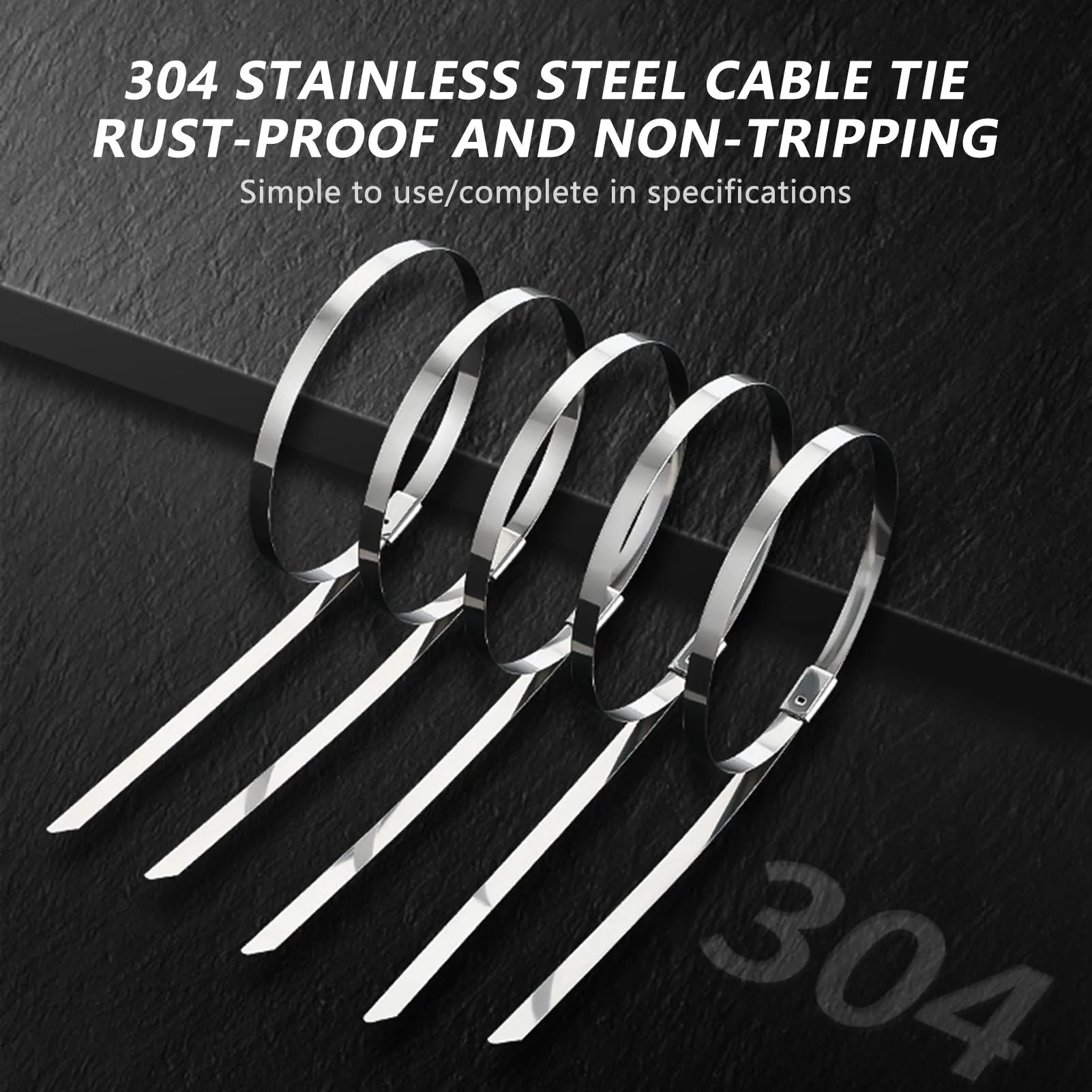 

100PCS 304 Stainless Steel Cable Ties 4.6mm Self Locking Roller Balls Heavy Duty for Outdoor Marine Electrical Wire Bundling