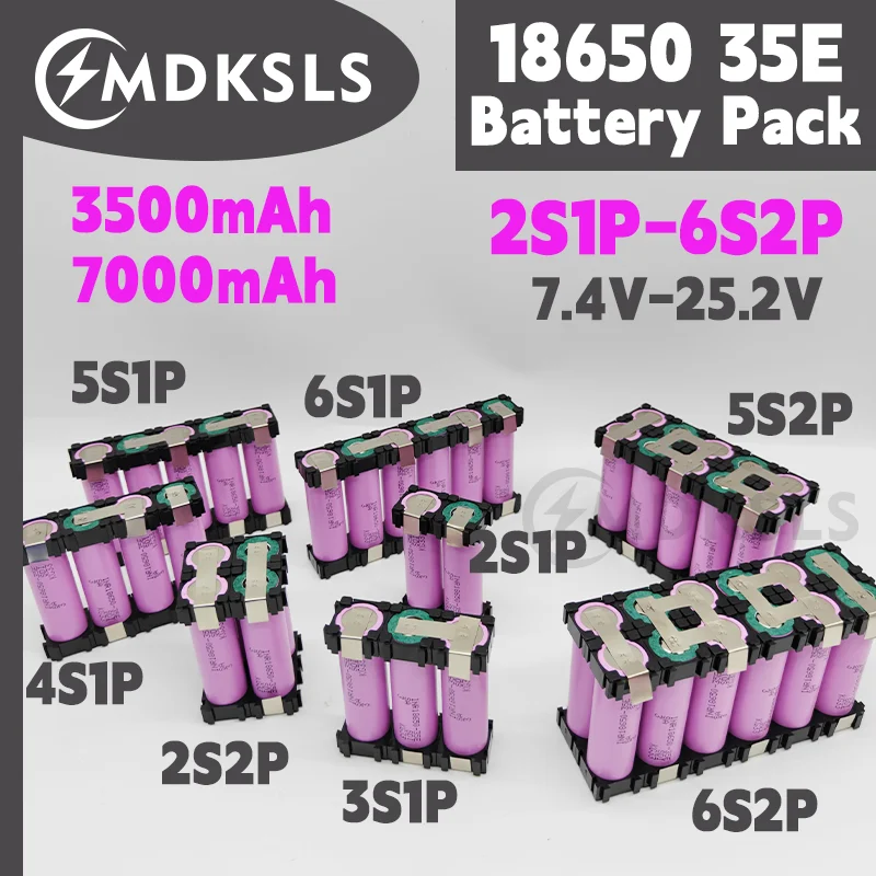 New 2026 MDKSLS 2S1P-6S2P 18650-35E battery pack custom 18650-35E battery welding 3500mAh / 7000mah battery pack 7.4V to 25.2v