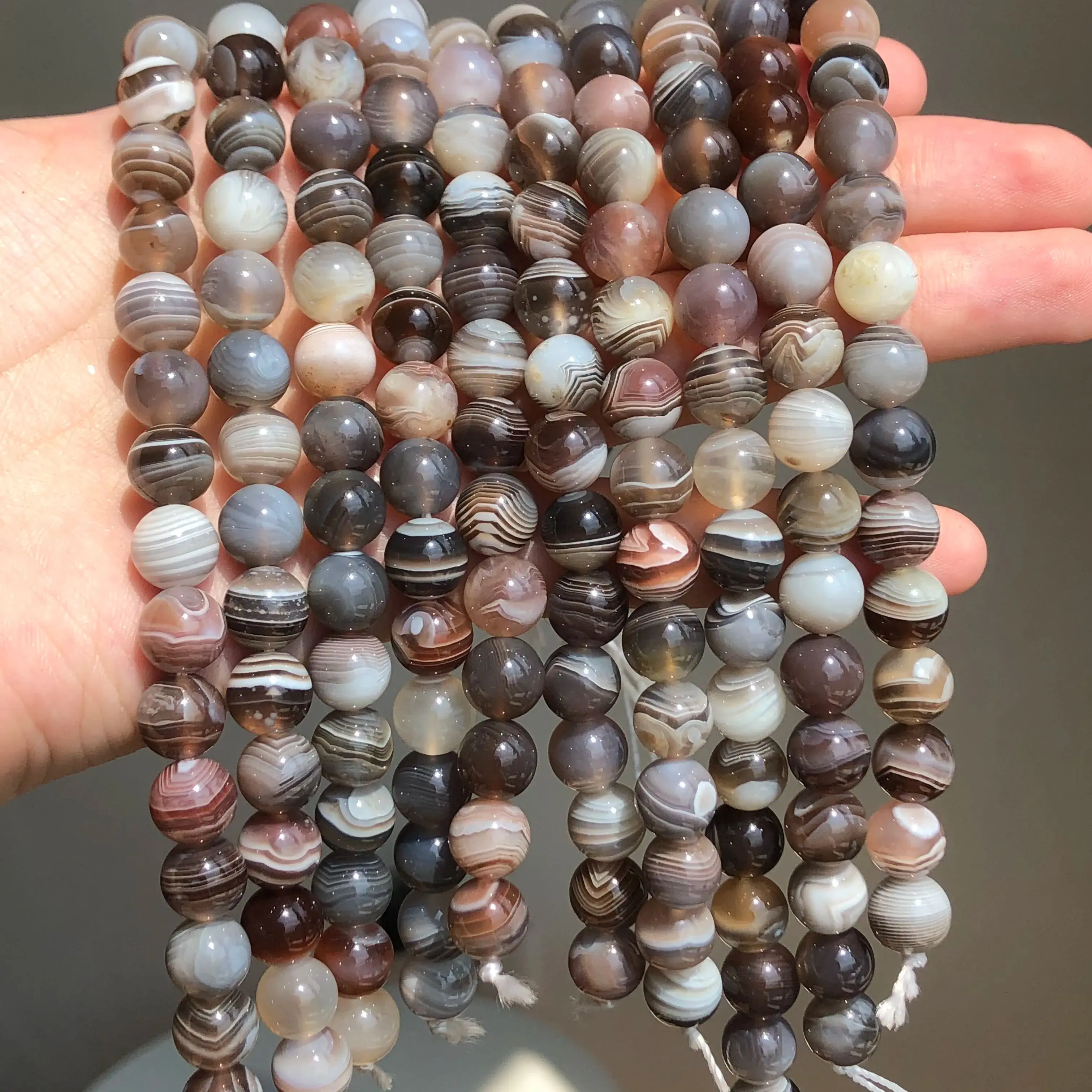 6/8/10/12mm Natural Stone Botswana Sardonyx Agates DIY Beads for Jewellery Making 7.5 Inch Bracelets for Women Making necklace