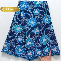 SJD LACE African Sequins Velvet Lace 2025 Luxury Fabric 5 Yards Nigerian French Velvet Lace for Sewing Women Wedding Dress A2014
