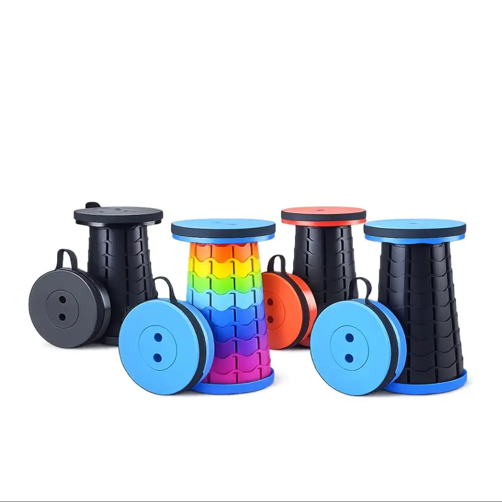 

Lightweight Portable Plastic Folding Telescopic Chair - Adjustable Height Compact Stool, Perfect for Fishing and Camping