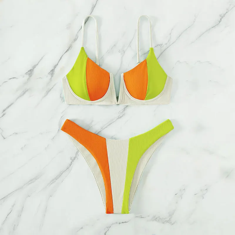 

Новый сексуальный пляжный купальник-бикини со стальной оплеткой и треугольным дизайном, раздельный купальник для женщин.