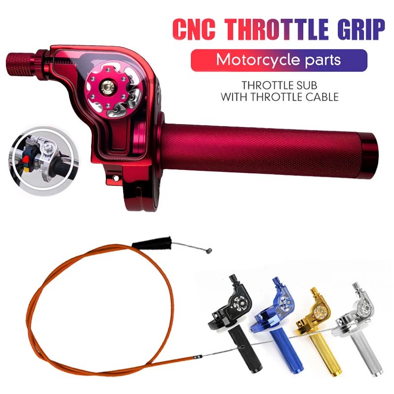 1Pc/Set Quick Action Throttle Grip - 22mm CNC Aluminum with Cable for Motorcycle Moped Scooter Performance Part