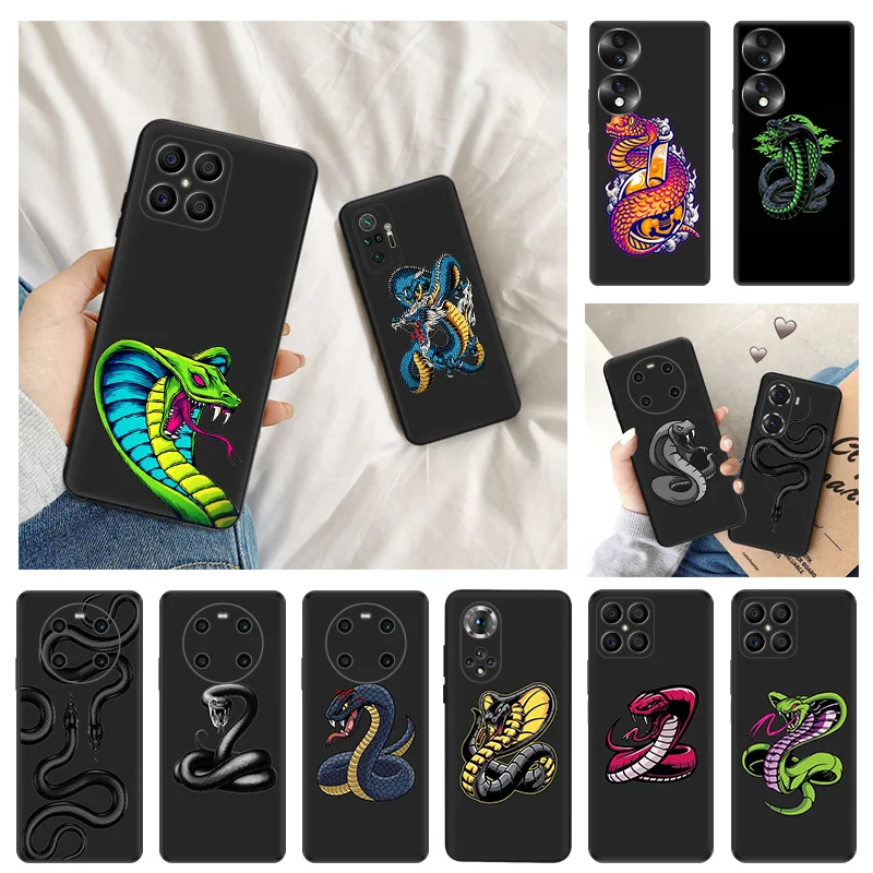 Ultra Thin Silicone Soft Phone Case For Honor X8 X7 X9 b X6 4G 70 90 Magic5 Pro 8x Pixel 8 7 6 a Snake Cobra Python Matte Cover