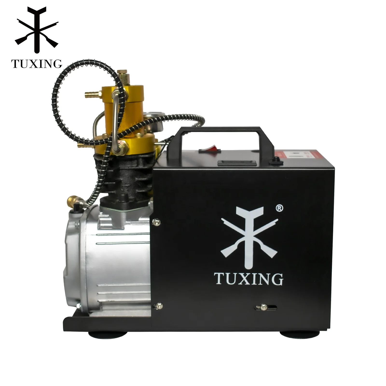 TUXING Manual Stop 4500psi 300bar High Pressure 30mpa PCP Air Compressor for Scuba Diving