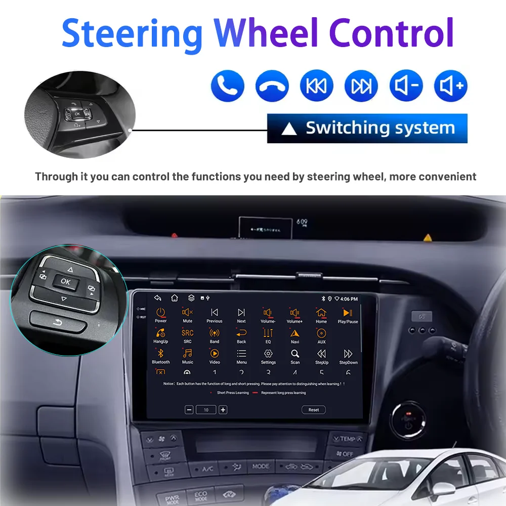 Car Radio For Toyota Prius 3 XW30 2009-2015 RHD Carplay Android Auto Multimedia Stereo Player GPS Navigation DSP FM BT Autoradio