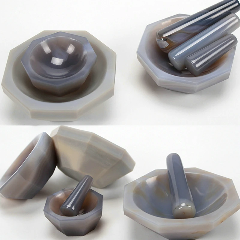 

1PCS 60MM Natural Agate Mortar Laboratory Wear-Resistant Agate Mortar High Grade Agate With Grinding Rod