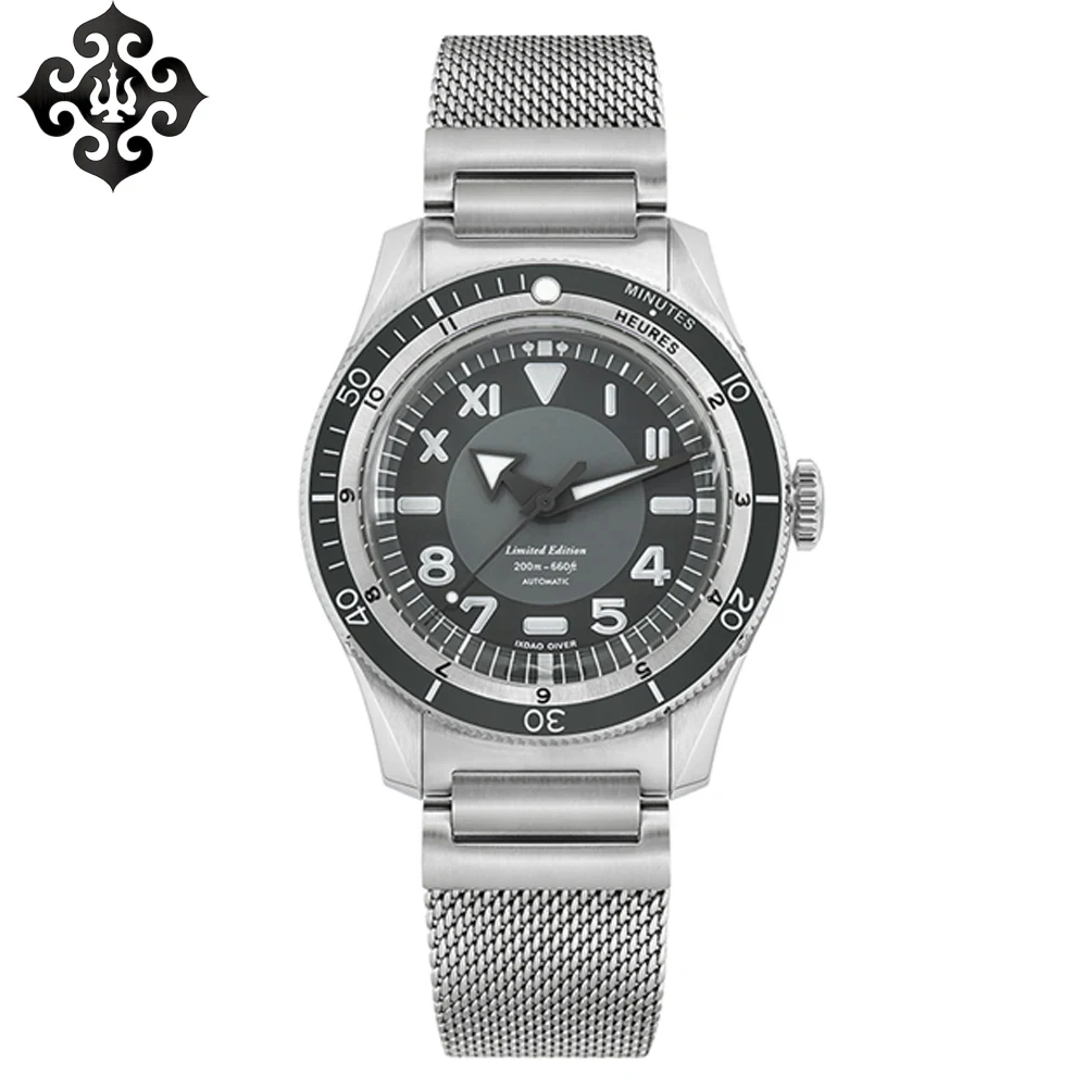 IX&DAO IPOSE 5303 Men Dive Watch Angel Gray Dial GMT PT5000 Automatic Mechanical Watches Waterproof 200m Stainless Steel