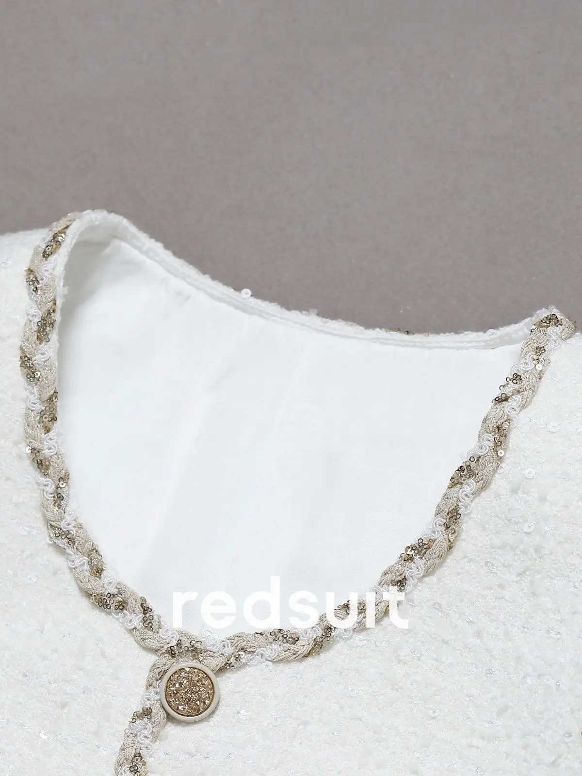 New Elegant white gold vest exquisite sleeveless round neck top Custom size