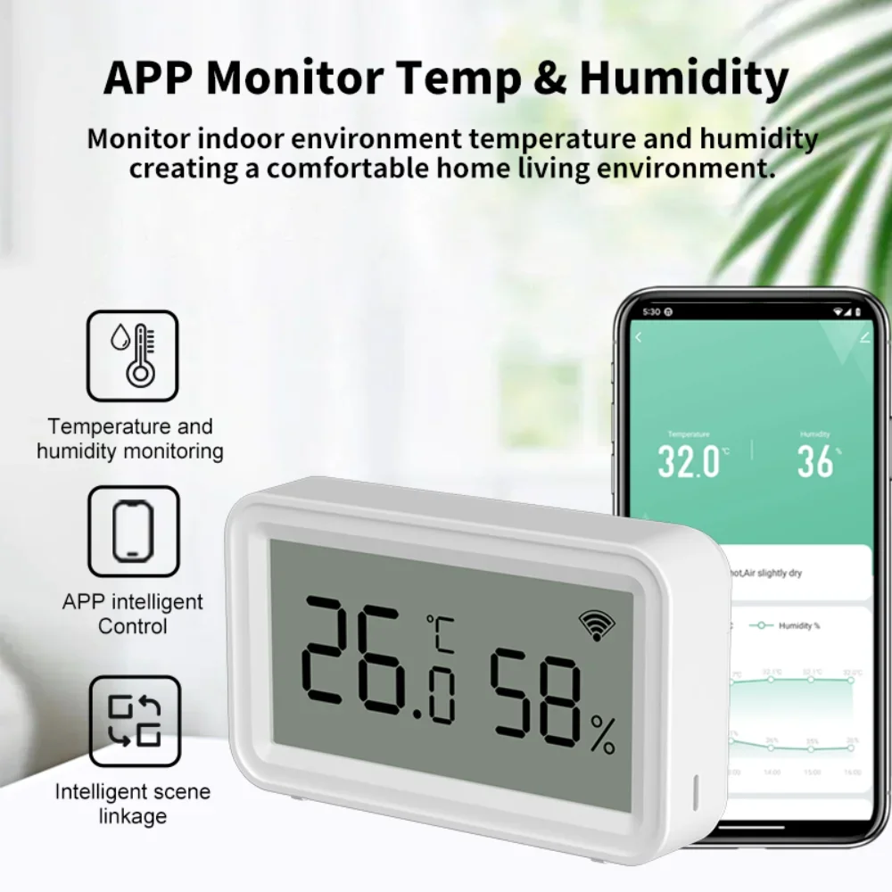 Tuya WiFi Zigbee 3.0 Temperature Humidity Sensor Smart Thermometer Hygrometer APP Remote Control Work with Yandex Alexa