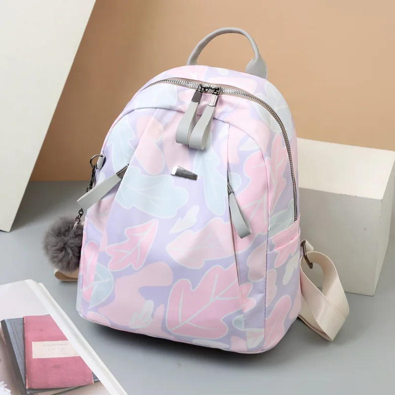 

New Oxford Cloth Women's Simple Printed Backpack Large-capacity Commuter Bag, Casual Anti-splashing Light Travel Bag