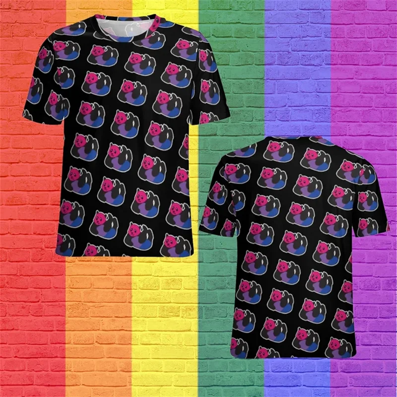 

3D Cute LGBT Rainbow T-shirt Men Women Summer Loose Comfort Streetwear Short Sleeves O-neck Tee Tops LGBT Rainbow Liker Clothing