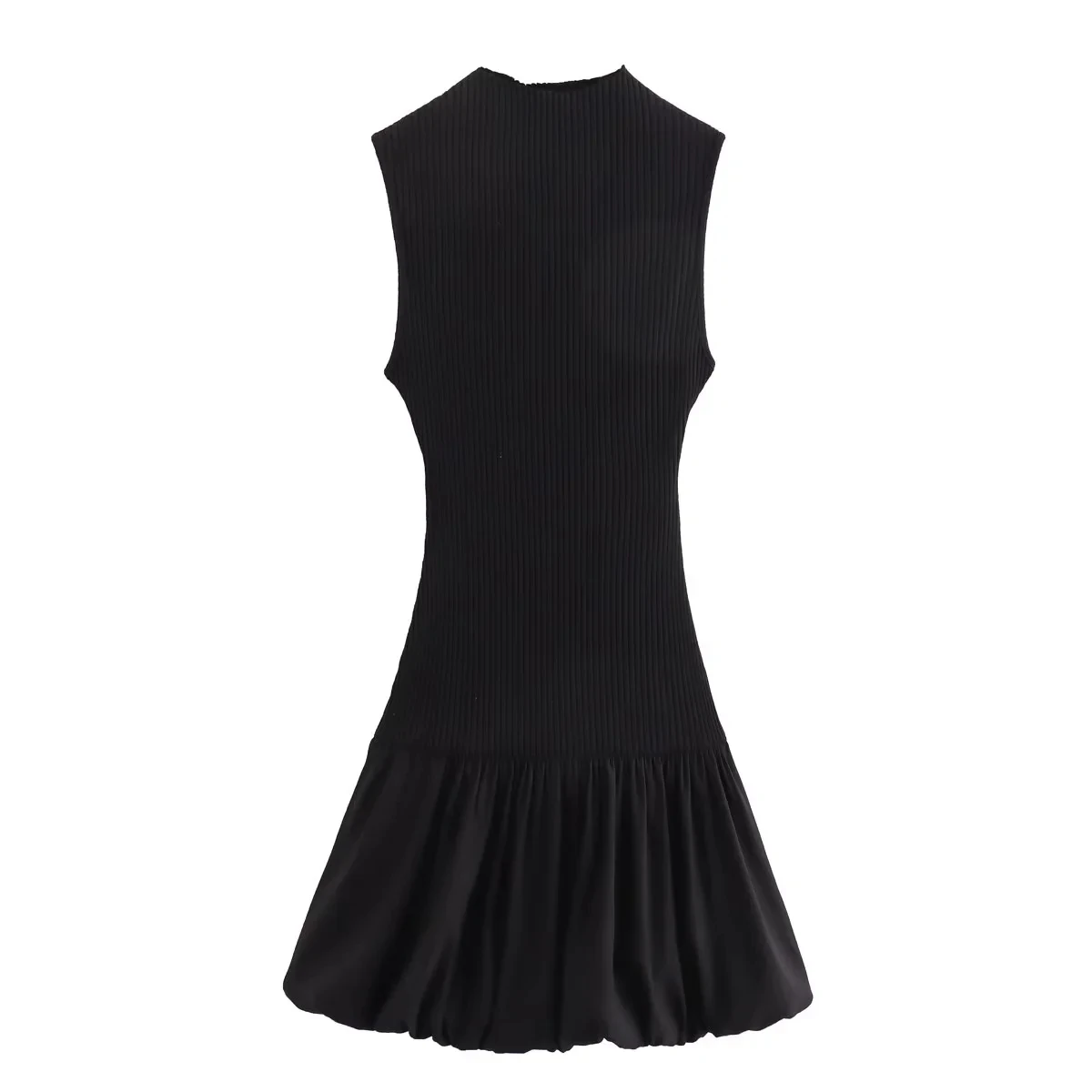 Mini vestido de malha sem costas sem mangas para mulheres, vestido balão sem costas, vestidos de festa ruched, vestido curto rosa e branco, verão