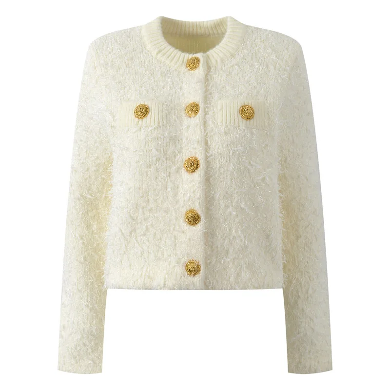 New Arrival Women O-Neck Long Sleeve Tops Knitted Cotton Open Stitch Tops