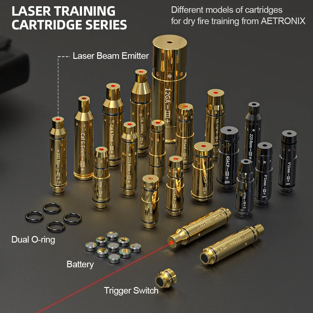 9mm Red Dot Laser Training Cartridge Dry Fire Tactical Bullet Trainer for Pistol Marksmanship