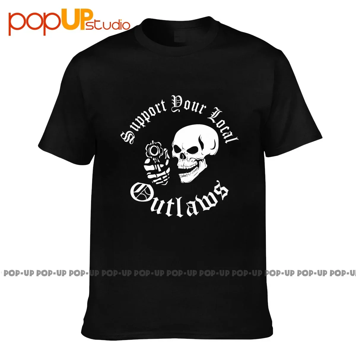 

S Support Your Local Outlaws Biker Motorcycle Mc Skull T-shirt Tee Shirt Unisex All-Match