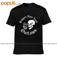 S Support Your Local Outlaws Biker Motorcycle Mc Skull T-shirt Tee Shirt Unisex All-Match