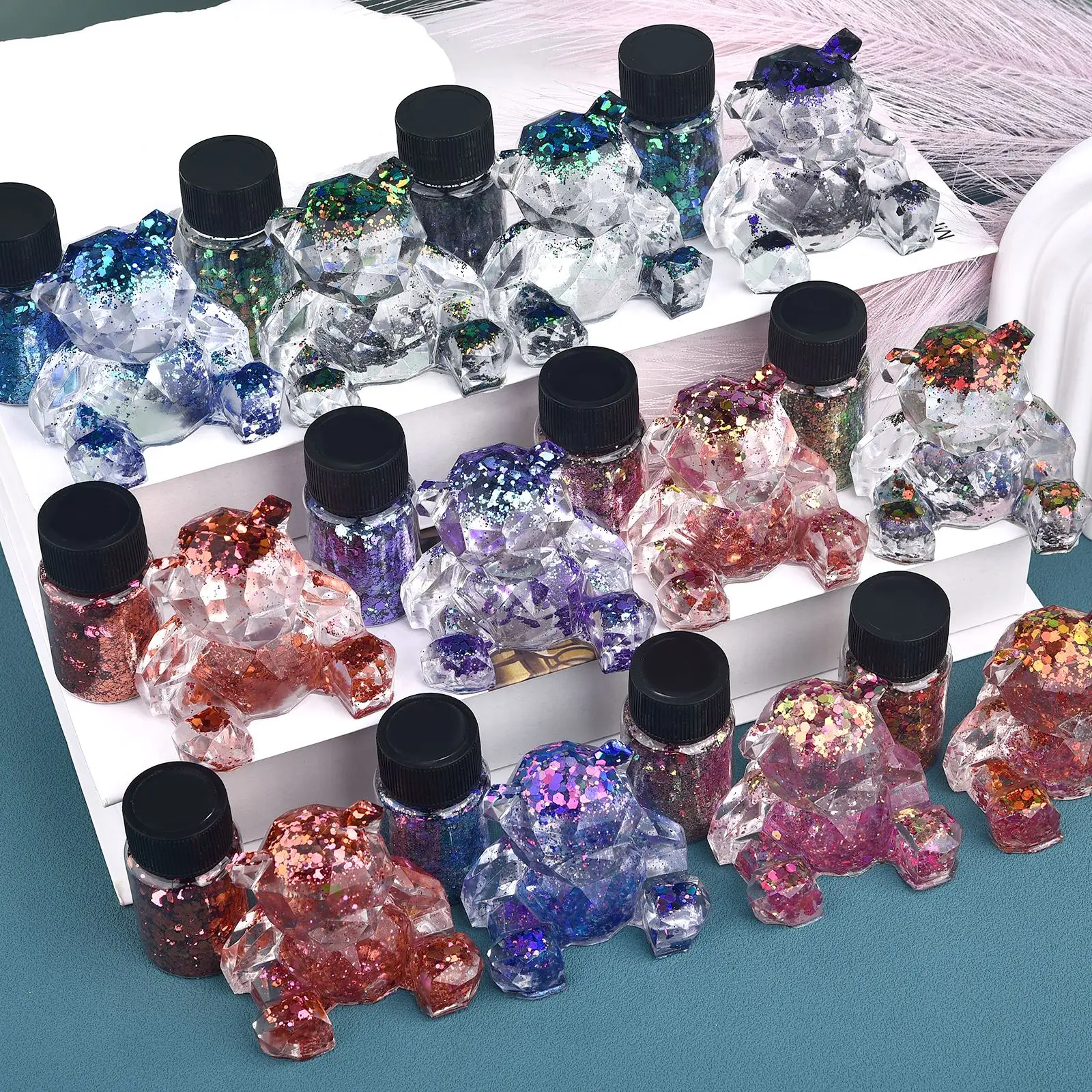 ผงกลิตเตอร์เปลี่ยนสี 13 กรัม/ขวด สำหรับตกแต่งเล็บ โครมเมียม ผงเรซิ่นอีพ็อกซี่ งานศิลปะ ผงกลิตเตอร์สำหรับทำเล็บ ผงไมก้า ประกายวิบวับ