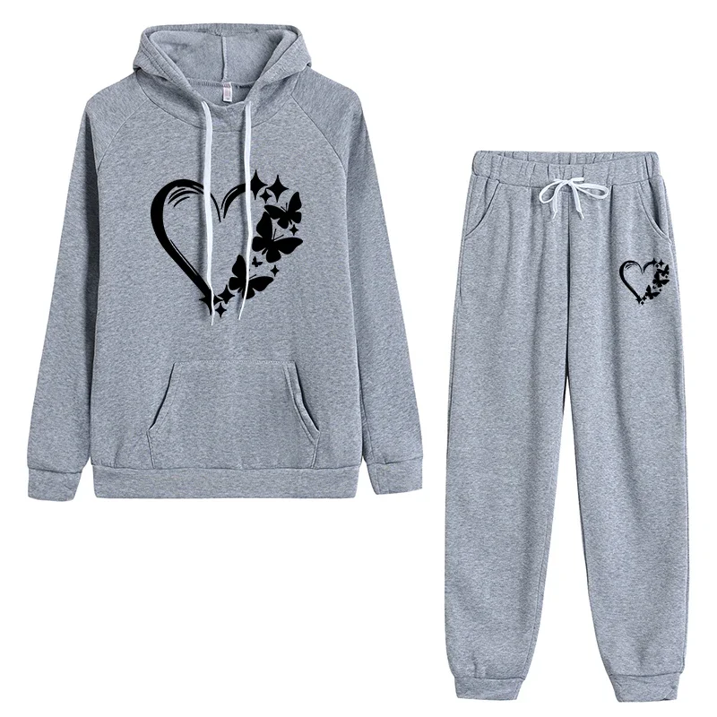 Tenues décontractées pour femmes, sweat à capuche, pantalon de survêtement, automne hiver, sport quotidien, Jogging, maison, extérieur, confortable, doux, survêtement à capuche