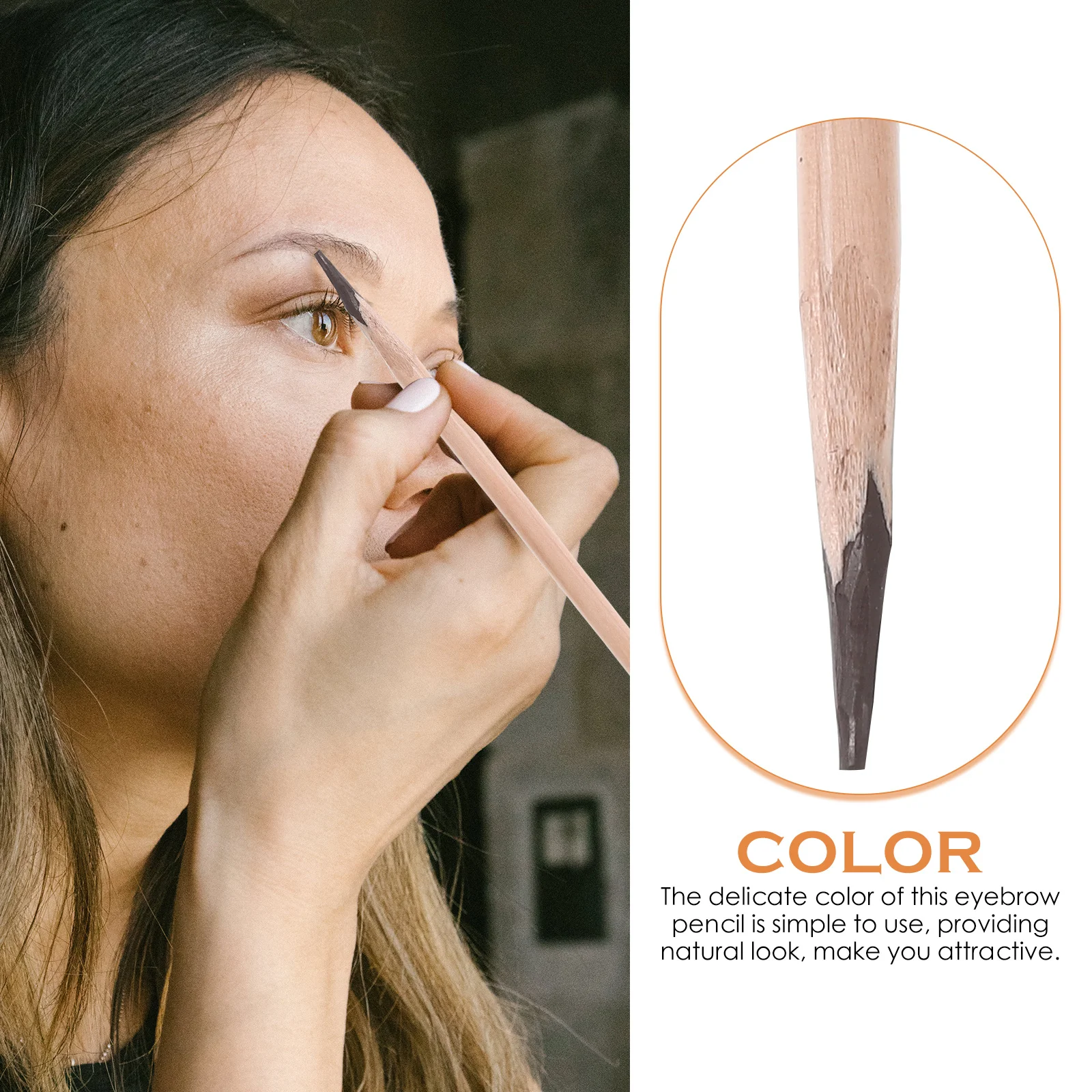 

Healeved Wooden Eyebrow Pencil Coffee Color Lasting Non Smudging Brow Makeup for Women Natural Look