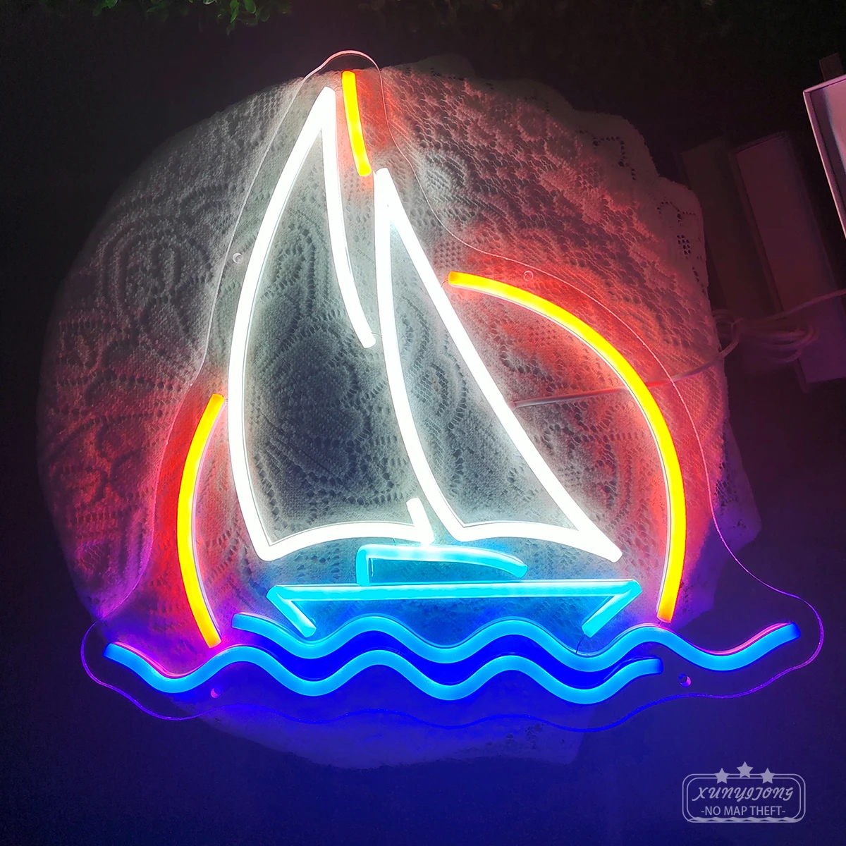 The boat shape neon lamp is suitable for bedroom room party birthday led neon lamp decoration creates the atmosphere