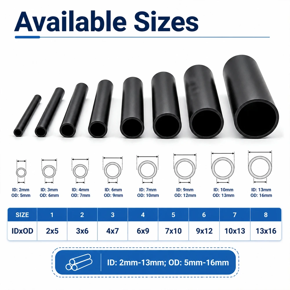 2-10Pcs 50cm PVC Black Thin Hard Pipe, ID 2mm-13mm, Black PVC Pipe, Small Plastic Pipe, Garden Irrigation, Aquarium Tank, DIY