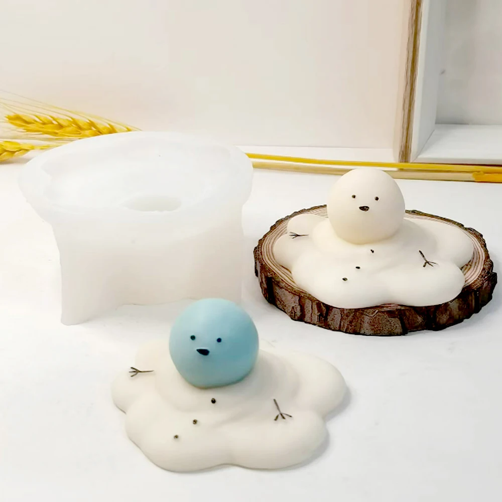 Cute Melting Snowman Candle Silicone Mold 3D Scented Candle Plaster Ornament Making Mould Chocolate Baking Mold Home Craft Decor